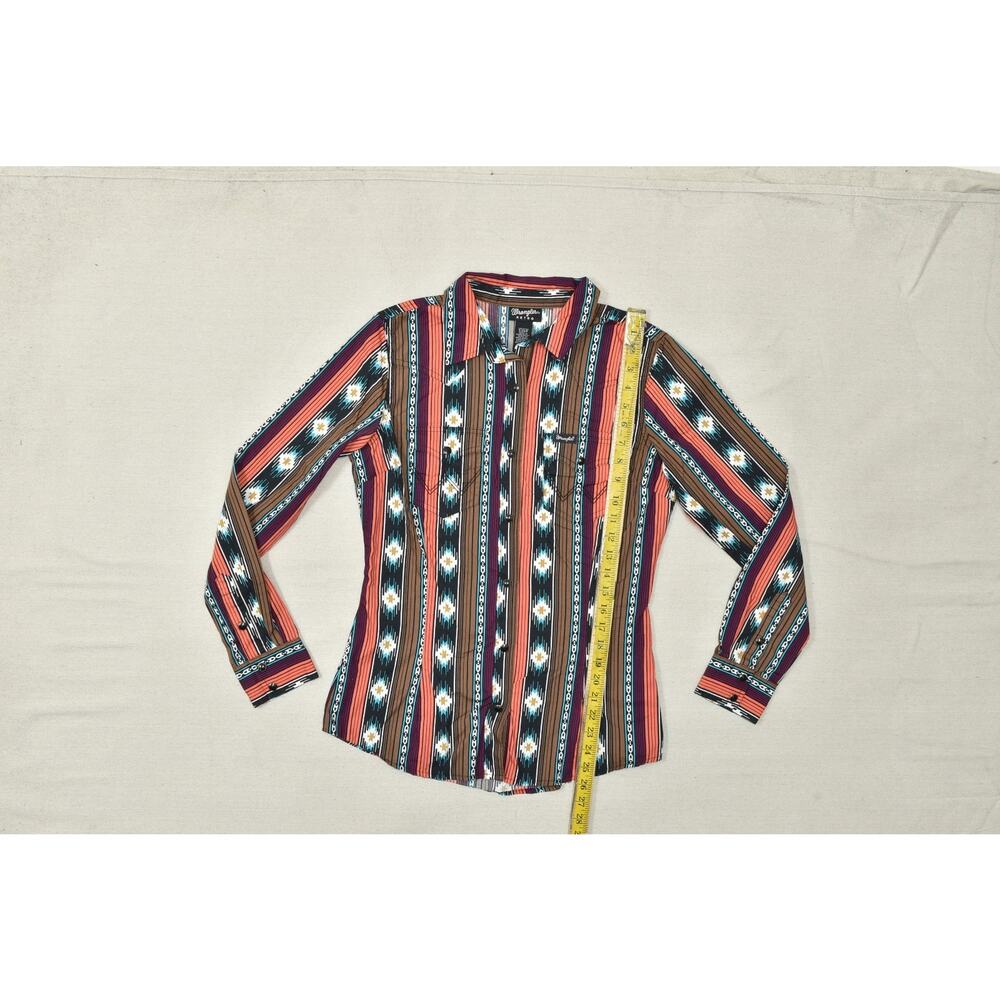 Wrangler Retro Women Small Western Snap Shirt Southwestern Aztec Stripe Cotton - Picture 3 of 8
